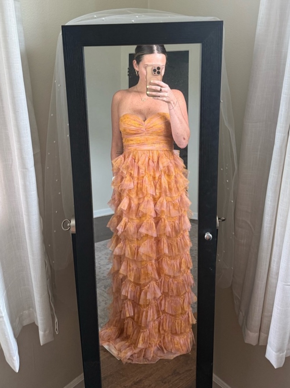 Orange Ruffle Maxi Dress